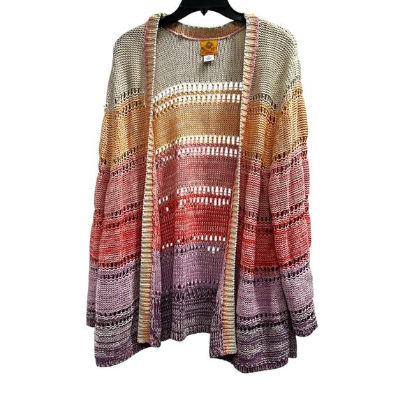 Ruby Road open front pastel loose knit cardigan sweater boho plus sz XXL 2X - Picture 1 of 6